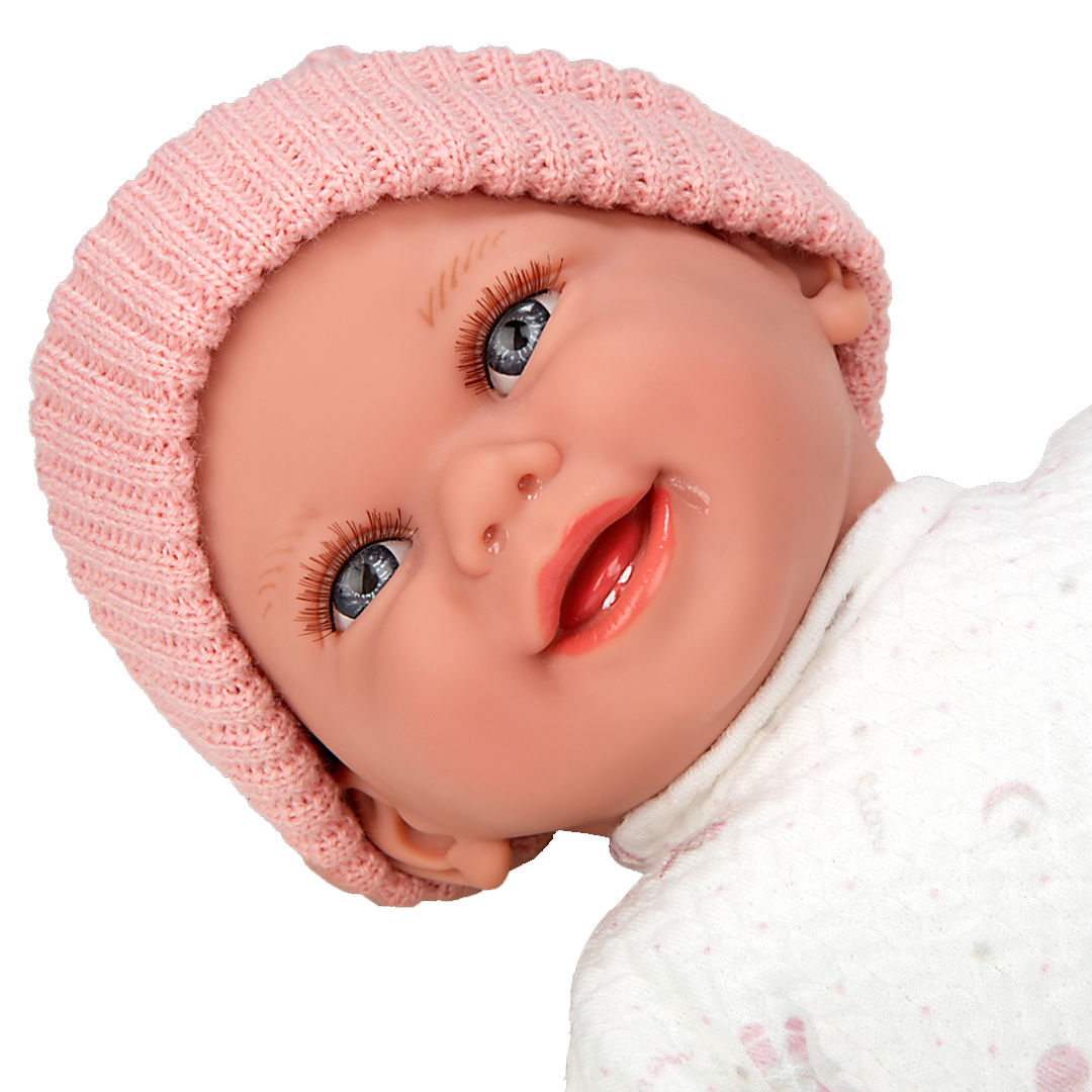 Boneca Elegance Arias Babyto c/ Mecanismo de Riso Rosa 34cm - Image 3