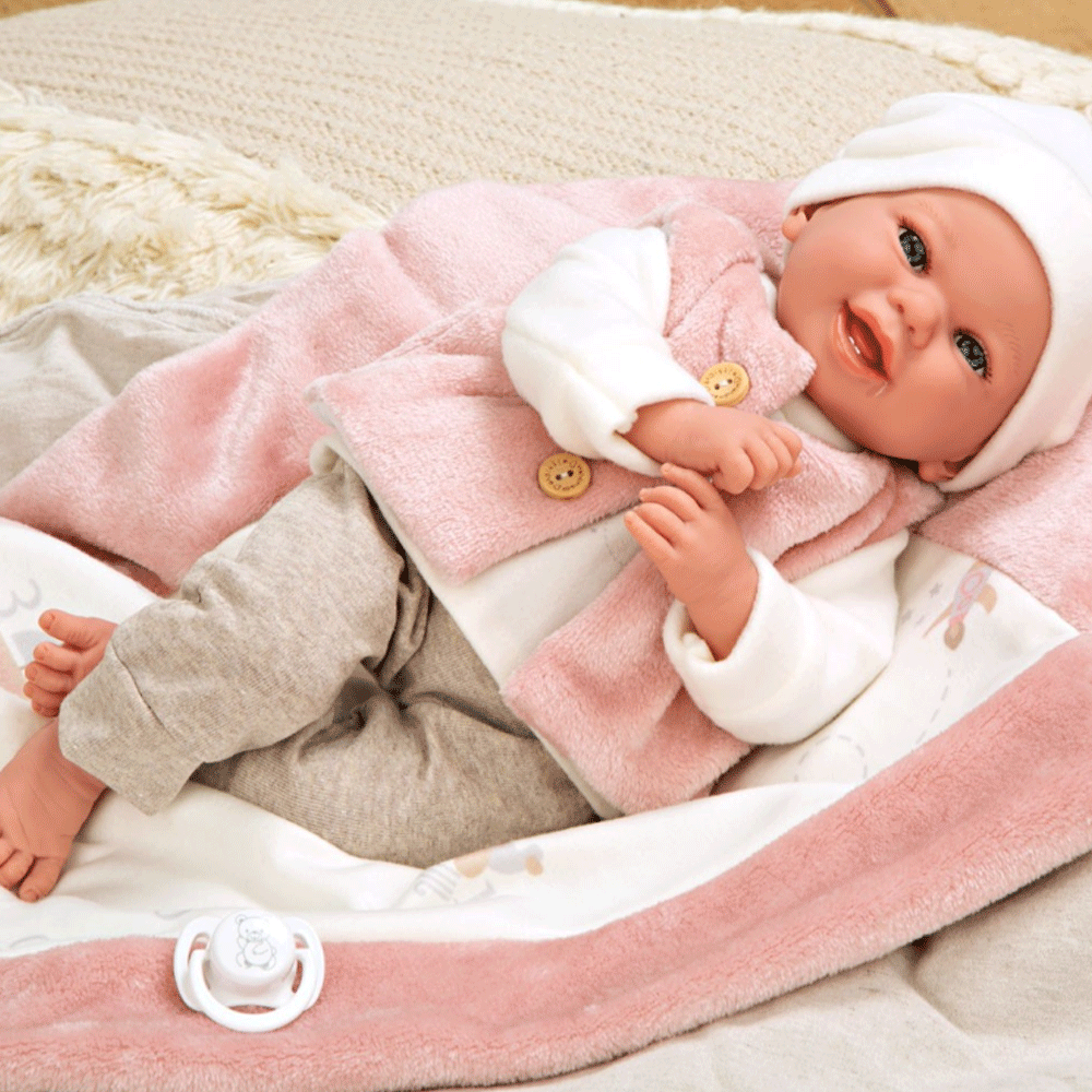 Boneca Elegance Arias Colin Rosa c/ Manta 40cm - Image 2