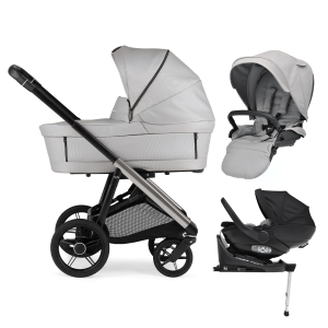 Trio Bébécar FACE X-672 Chassi Misto Preto-Cromado Mate c/ Aurea e Base Isofix Giratória